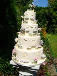 Four Tier Wedding Cake Sugar Topiary Trees Sugar Flower Pots With Flowers Country Cottage Ga Garden Wedding Cake Shabby Chic Wedding Cake Wedding Cake Maker