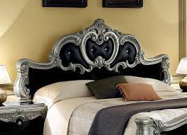The louis philip black bedroom set is available in twin, full, queen, or king size and includes the headboard, footboard, rails, dresser, mirror, chest, and nightstand. Esf Barocco Luxury Glossy Black Silver King Bedroom Set 5 Classic Made In Italy Esf Barocco Black Silver K Set 5