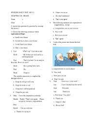 The following sentences are the expression of congratulation, except. Daily Test Chapter 1 Xi Grade
