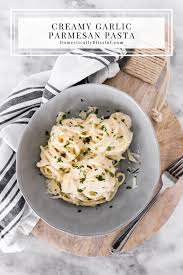 2 cloves garlic , minced 10 oz penne pasta, cooked until al dente Creamy Garlic Parmesan Pasta Domestically Blissful