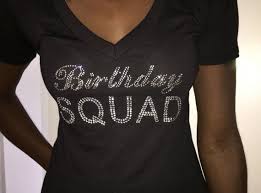 50th Birthday Squad T Shirts Birthday Squad V Neck T Shirt Ladies Birthday Rhinestone Shirts Birthday Tees Small Medium Large With Images Birthday Squad Shirts Birthday Tee Birthday Shirts