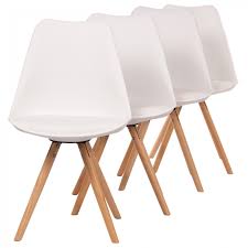 Makika Design Retro Dining Chair Set Of 4 Mool In White Ma Trading Eu Cheap Prices For Baby Child Office Diy Garden Sports More
