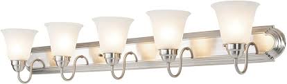 Read reviews for 48 8 light vanity light brushed nickel. Kingbrite 48 Vanity Light Fixture For Bathroom Brushed Nickel Alabaster Glass 5 Lamp Bath Light T Bathroom Light Fixtures Vanity Light Fixtures Bath Light