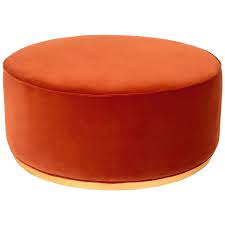 Maybe you would like to learn more about one of these? Modern Style Round Ottoman In Velvet With Polished Brass Toe Kick For Sale At 1stdibs