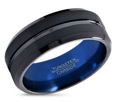 Womens Black And Blue Ring Mens Wedding Band Blue Mens Ring Black Wedding Ring Engagement Ring Tungsten Promise Ring Rings For Men Rings For Women In 2020 Mens Wedding Bands Blue Mens Black Ring Custom Mens