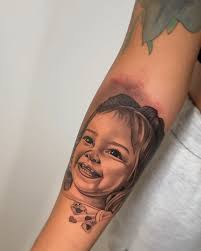 The opportunity of tattooing my own child’s face put me through a good  challenge and made me appreciate portraits even more in a deeper level.. ,  •, •, #tattoos #tattooartist #portraittattoo
