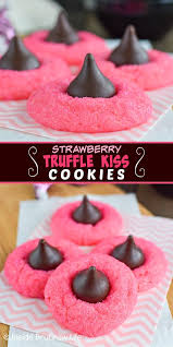 Peanut butter hershey kiss cookies are perfect for the holidays! Strawberry Truffle Kiss Cookies