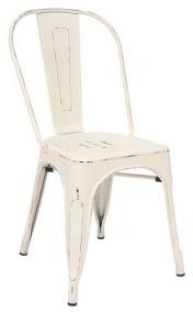 Bistro Style Metal Chair In Distressed White Finish Metal Bistro Chairs Metal Chairs White Metal Chairs