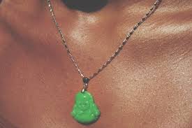 You can place the laughing buddha with a fan in your home office or business office. Jade Buddha Gold Platted Pendant Necklace Buddha Pendant Necklace Pendant Necklace Necklace