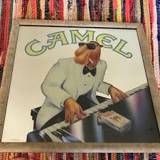 Joe camel joe's place cigarette square shot glasses pyramid palm trees design. Vintage Wall Decor 992 Joe Camel Cigarette Piano Mirror Promotion Poshmark