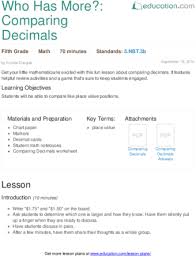 Lesson Plans For Fifth Grade Math Lesson Plans Decimal Word Problems Math