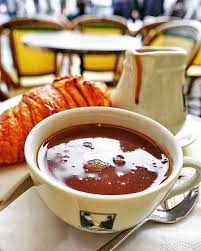 Hot Chocolate And Croissant From Les Deux Magots In Paris Paris Food Lafayette Gourmet Paris Restaurants