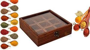 Wooden Table Top Masala Dabba Sheesham Wood Brown Natural Colour Indian Box With A Spoon Masaala Dani Set Of 9 Cont Spice Box Spice Jars Dry Fruit Box