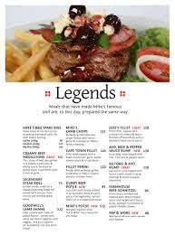 We would like to show you a description here but the site won't allow us. Mike S Kitchen Legends Meals That Have Made Mike S Famous And Are To This Day Prepared The Same Way Bacon On The Grill Classic Menu Marinated Pork