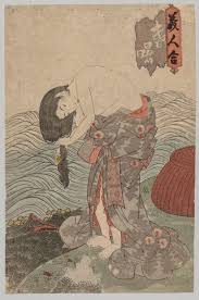 Woman Diver Combing Her Hair Gototei Kunisada 1786 Cleveland Museum Of Art Japanese Art Size Sheet 3 Japanese Drawings Japanese Art Japanese Illustration
