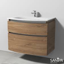 Ricoo waschbecken unterschrank wm100 g w badezimmer schrank waschtisch unterschrank klein holz dunkel beton grau ture weiss badschrank fur bad gaste wc ohne becken amazon de kuche. Sanipa Curvebay Waschtischunterschrank Mit 2 Auszugen Front Eiche Kansas Korpus Eiche Kansas Cw30059 Reuter