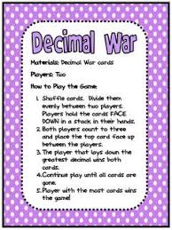 Free Math Lesson Decimal War Card Game Free Math Lessons 5th Grade Math Games Free Math