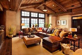 Glossy Leather Sectional Sofa In Contemporary Rooms Rustic Family Room Living Room Leather Livingroom Layout
