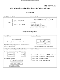 The general equation of a straight line. Additional Mathematics List Of Formulae Form 4 Sine Angle