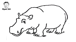 Remember his giant size and huge scary teeth, which are prized even more than the tusks of the elephant. How To Draw A Hippopotamus Easy Youtube