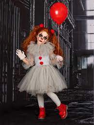 Kids Girls Halloween It Pennywise Clown Cosplay Costume Dress Outfit | eBay