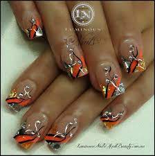 Luminous Nails And Beauty Gold Coast Queensland Acrylic Nails Gel Nails Sculptured Acrylic With Neon Peach Silver Nail Art Designs Fall Nail Art Nail Designs
