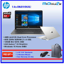 Daftar harga laptop murah terpopuler februari 2021. Hp 14s Dk0106au 14 Laptop Amd A4 9125 4gb 128gb Ssd Amd Radeon R3 W10 Shopee Malaysia