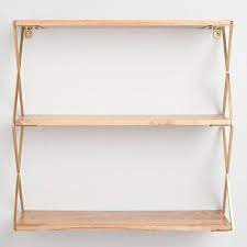 Same day delivery 7 days a week £3.95, or fast store collection. Natural Wood And Gold 3 Tier Wall Shelf V2 Wall Shelves Shelves Gold Wood
