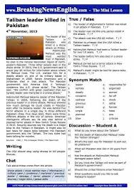 The taliban, or students in the pashto language, emerged in the early 1990s in northern pakistan following the withdrawal of soviet troops from afghanistan. Breaking News English 2 Page Mini Lesson Taliban