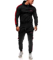 La très belle matière de nos pantalons de jogging pour homme et leur coupe épurée en font des pièces incontournables. Ensemble Jogging Streetwear Homme 3392 Noir Rouge