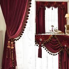 The 42 curtain valance conceals the kitchen hardware and hides the pulled up blinds. Luxury European Thick Red Wedding Room Italy Velvet Cloth Curtain Valance E915 Window Treatments Hardware Garden Curtains