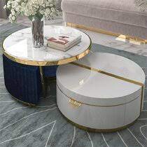 Brown cherry coffee table with nested stools not enough space in your living room to create a separate relaxation area with a tv in front of it and a dedicated conversational spot where you can have a drink with your guests? Coffee Tables With Stools You Ll Love Wayfair Co Uk