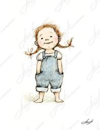 The Drawing Of Little Girl In Blue Pants Printable Art Digital File Instant Download In 2021 Little Girl Drawing Little Girl Illustrations Baby Girl Drawing