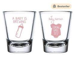 Babyshower Shot Glasses A Baby Is Brewing Custom Baby Shower Etsy