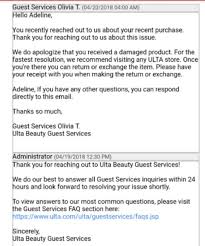 Go here if you like being followed around by security. Ulta Beauty ×'×˜×•×•×™×˜×¨ That S Not Good You Ll Receive A Response Shortly Thanks So Much For Letting Us Know