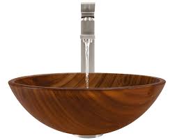 Bathrooms used to be hard sterile places. 628 Wood Grain Glass Vessel Bathroom Sink