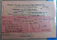 BRITISH INDIA PERIOD RAILWAY TICKET OF BOMBAY BARODA AND CENTRAL RAILWAY COMPANY IN 1939, BIN2000 PLUS SHIPPING.