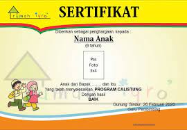 Format ijazah atau format piagam paud ini sangat mudah untuk digunakan dengan sistem komputer. Contoh Ijazah Sertifikat Piagam Tk Pendidikan Nama Anak Guru