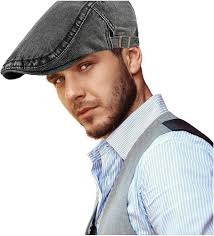 Flat Caps For Men Uk LinYooLi Mens Vintage Washed Flat Denim Jean Ivy  Newsboy Cabbie Gatsby