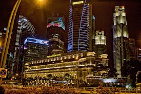 Singapore Central Business District At Night