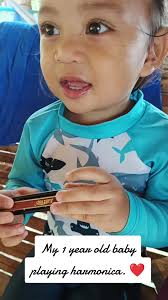 My 1 year old baby playing harmonica.❤️#harmonica #playingharmonica #t...