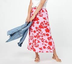 Now there's an aga with a saga: Candace Cameron Bure Petite Printed Woven Pull On Midi Skirt Qvc Com