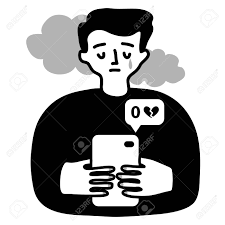 I can control my level of activity anytime i want. however, most of us have subconsciously become addicted to social media and may not even realized it. Monochrome Vector Illustration Of A Sad Boy Who Gets No Likes Stock Photo Picture And Royalty Free Image Image 105926144