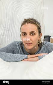 France, Gard, Bagard, Atelier Sericyne, production of exceptional and  non-woven silk for the creation of decorative and lifestyle objects in  silk, the founder Clara Hardy Stock Photo