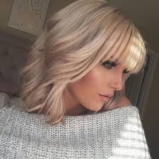 We love this fringe cut style with the brown/auburn transition into a platinum blonde. Good Hair Days Blonde Bangs Fringe Hair Styles Cool Hairstyles Blonde Hair With Bangs