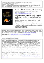 Farberware brings durability, design, innovation, and value to your kitchen. Pdf Effect Of Hydrocolloids And Egg Content On Sensory Quality Of Coated Fried Yam Chips