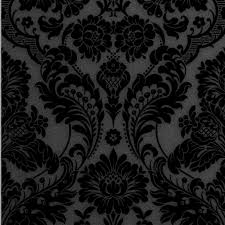 Sample Gothic Damask Flock Wallpaper In Noir From The Exclusives Colle Burke Decor In 2020 Flock Wallpaper Damask Burke Decor