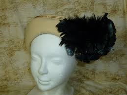 Henry Pollak Hat Vintage 1930s 1940s Antique Feather Cloche Hat Ivory Wool  Felt Ostrich Feather Plumes