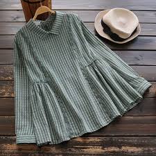 Sweet Spring Peter Pan Collar Striped Flowers Embellished Ruched Womens Shirts Blouses Long Sleeved Skirt Babydol Women Shirts Blouse Blouses For Women Clothes