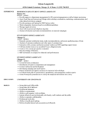 Student Office Assistant Resume Samples Velvet Jobs